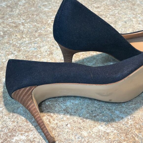 BCBG Generation Levonne Dark Blue Denim Pointed Toe Leather Sole Heels Size 10 - Picture 8 of 9